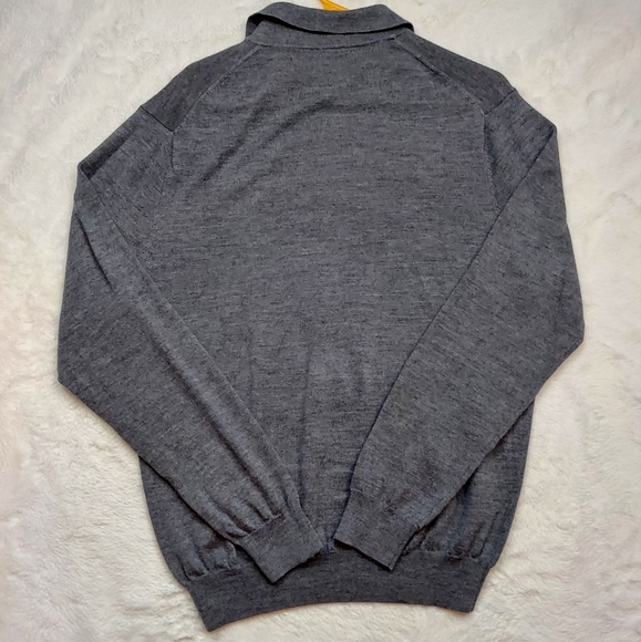 Jos. A. Bank Gray Merino Wool Long Sleeve Quarter Button Collared Sweater Size L - Picture 8 of 9